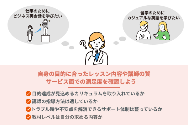 自分の目的に合っているか確認する